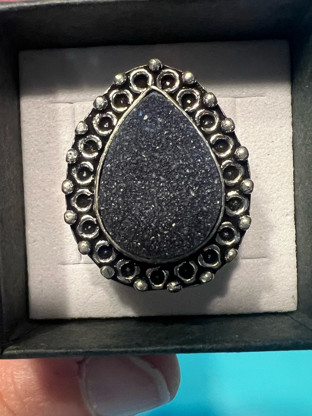 Blue Druzy Ring